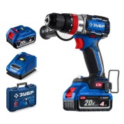 Бесщеточная ударная дрель-шуруповерт ЗУБР ПРОФЕССИОНАЛ DBS-70-42, 20 В, 70 Н&middot;м, 2 АКБ LMS (4 А&middot;ч), кейс