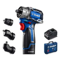 Модульная дрель-шуруповерт ЗУБР Профессионал DB-125-21, BRUSHLESS, КОМБИ #2, 12 В, 45 Н&middot;м, 1 АКБ тип Т7 (2 А&middot;ч), кейс