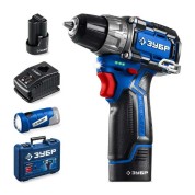 Набор: дрель-шуруповерт + LED фонарь 2 АКБ тип Т7 (2 А&middot;ч) ЗУБР Профессионал DB-121-22F, КОМПАКТ #4, BRUSHLESS, 12 В, 45 Н&middot;м, кейс