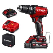 Бесщеточная ударная дрель-шуруповерт ЗУБР ДБУ-65-22, 20 В, 65 Н&middot;м, 2 АКБ LMS (2 А&middot;ч), сумка