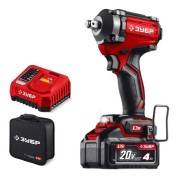 Бесщеточный ударный гайковерт ЗУБР ГБУ-500-41, 20 В, 500 Н&middot;м, 1 АКБ LMS (4 А&middot;ч), сумка