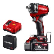 Бесщеточный ударный гайковерт ЗУБР ГБУ-350-41, 20 В, 350 Н&middot;м, 1 АКБ LMS (4 А&middot;ч), сумка