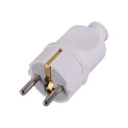 Вилка прямая Вихрь с/з, белая 16А 250В