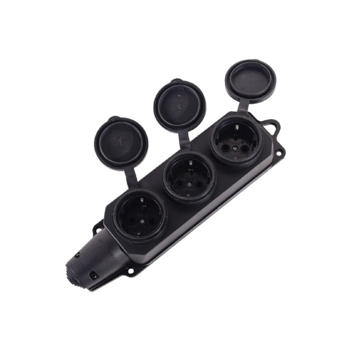 Колодка Вихрь 3 гнезда с заземлением, каучук IP44 16А