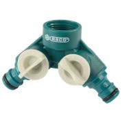 Поливочный распределитель RACO 4250-55256C, ORIGINAL, 3/4&Prime; - 1&Prime;, двухканальный, с внутренней резьбой, из ABS пластика