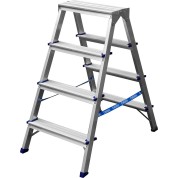 Двухсторонняя стремянка СИБИН 38825-04, 4 ступени, алюминиевая