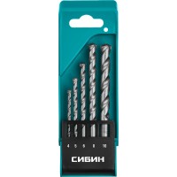 Набор сверл по бетону СИБИН 29112-H5, 5 шт: d 4-5-6-8-10 мм