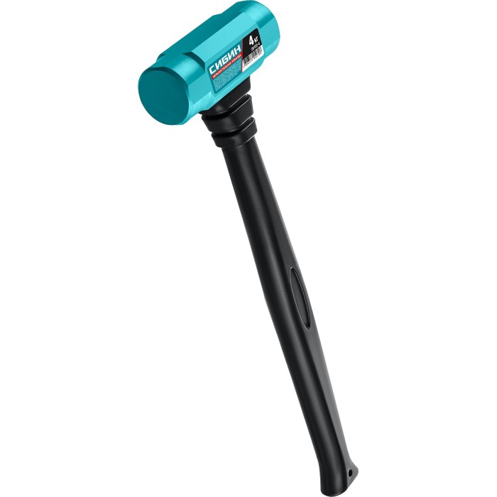 Цельностальная кувалда с удлинённой обрезиненной рукояткой СИБИН 20132-4, 4 кг, 480 мм