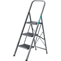 Стальная стремянка СИБИН 38807-03, 3 ступени, 71 см, c широкими обрезиненными ступенями