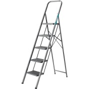 Стальная стремянка СИБИН 38807-05, 5 ступеней, 118 см, c широкими обрезиненными ступенями