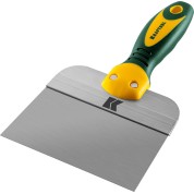 Фасадный шпатель KRAFTOOL 10036-150, 150 мм, широкое полотно, алюминиевая направляющая, двухкомпонентная ручка, нержавеющий