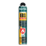 Монтажная пена KRAFTOOL 41186, FIRE STOP B1, 750 мл, пистолетная, огнестойкая, не залипающий клапан, 240&deg;С, SVS, выход до 45 л