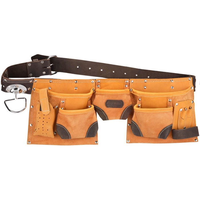 Пояс для инструментов с 9 карманами KRAFTOOL 1-38520, натуральная кожа