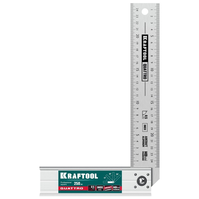 Складной столярный угольник KRAFTOOL 3444, 250 мм, QUATTRO, 4 положения
