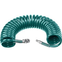 Воздушный спиральный шланг с фитингами рапид KRAFTOOL 06590-10, 8 х 12 мм, 10 м, 15 бар