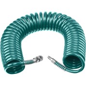 Воздушный спиральный шланг с фитингами рапид KRAFTOOL 06590-15, 8 х 12 мм, 15 м, 15 бар