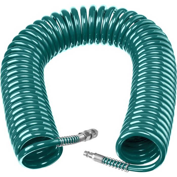 Воздушный спиральный шланг с фитингами рапид KRAFTOOL 06590-20, 8 х 12 мм, 20 м, 15 бар