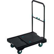 Платформенная тележка KRAFTOOL 38780-150, до 150 кг, платформа 68.0 х 49.5 см, складная рукоятка, складные колеса d 10 см, вес - 9.3 кг