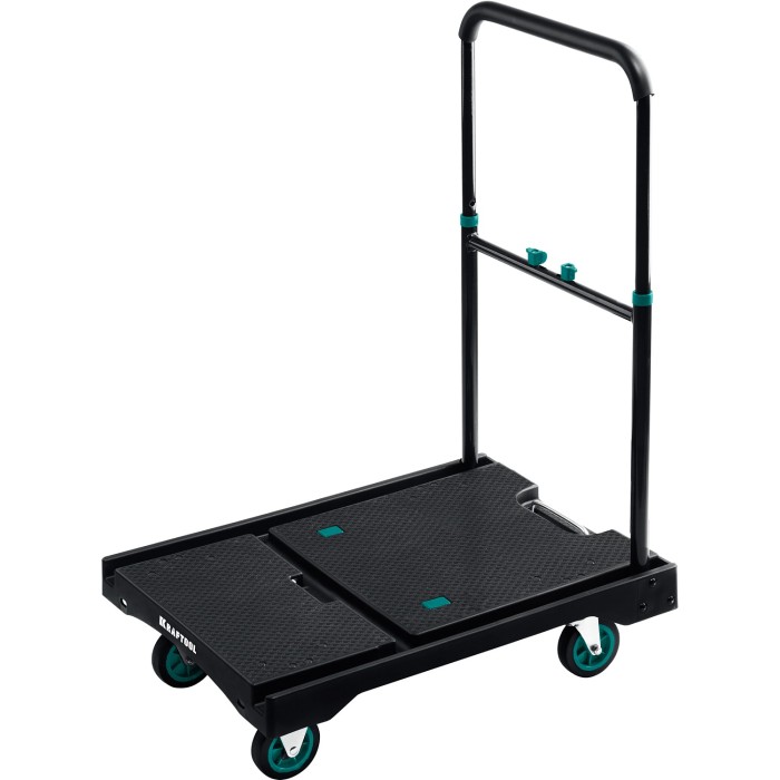 Платформенная тележка KRAFTOOL 38780-150, до 150 кг, платформа 68.0 х 49.5 см, складная рукоятка, складные колеса d 10 см, вес - 9.3 кг