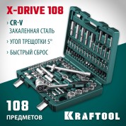 Универсальный набор инструмента KRAFTOOL 27888-H108, X-Drive 108, 108 предм.