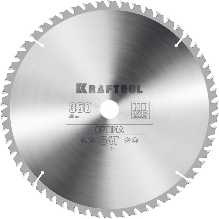 Пильный диск по дереву KRAFTOOL 36951-350-30, 350 х 30 мм, Optima, 54Т