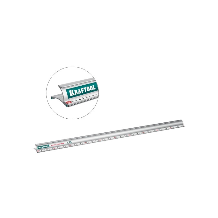 Усиленная алюминиевая линейка со стальной направляющей KRAFTOOL 34275-100, KRAFT-LINE, 1.0 м