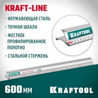 Усиленная алюминиевая линейка со стальной направляющей KRAFTOOL 34275-60, KRAFT-LINE, 0.6 м