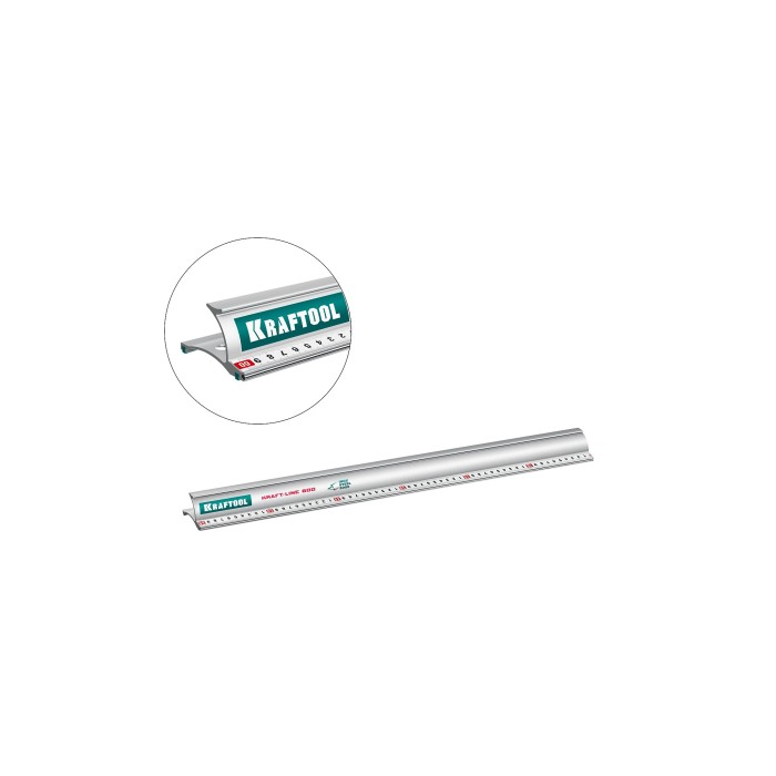 Усиленная алюминиевая линейка со стальной направляющей KRAFTOOL 34275-60, KRAFT-LINE, 0.6 м
