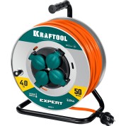 Силовой удлинитель на стальной катушкеexpert KRAFTOOL 55089-50, ПВС 3х2.5 50м 4000Вт IP44