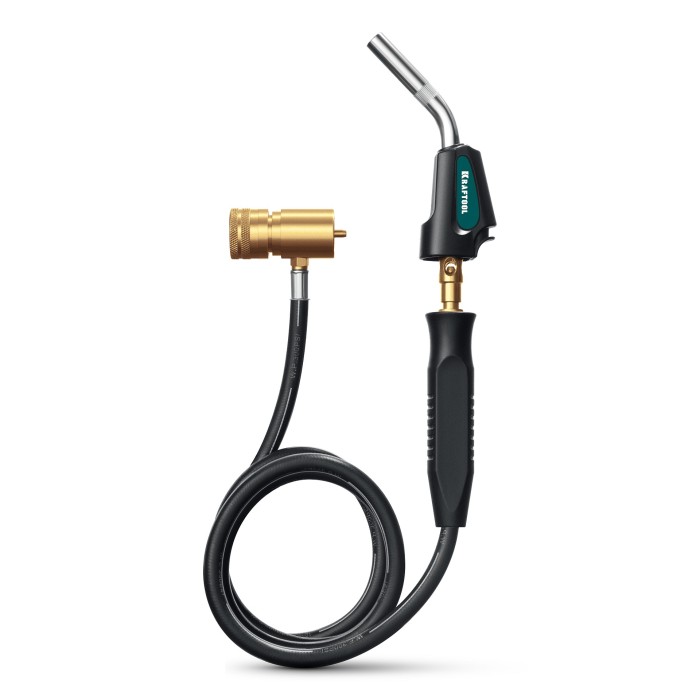 Газовая горелка KRAFTOOL BLUE FIRE KS-8000 55512, со шлангом 1.4 м, с пьезоподжигом, на баллон, турбо нагрев +30%, 2000 &deg;C