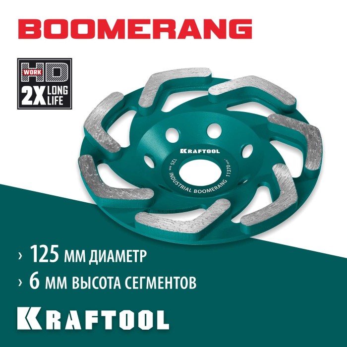 Алмазная чашка сегментная KRAFTOOL INDUSTRIAL Boomerang 33445-125, d 125 мм