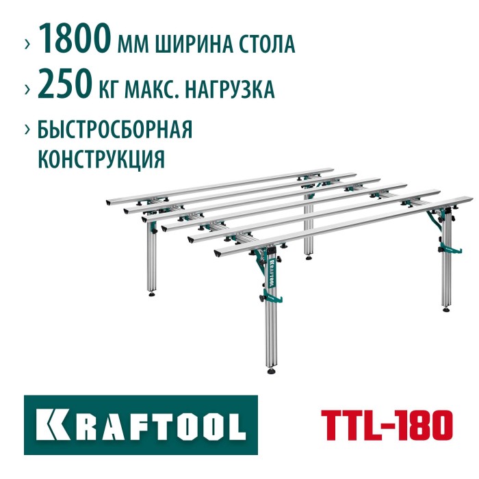 Стол для работ с крупноформатными листовыми материалами KRAFTOOL 33253-180, TTL-180 180х140х70 см, макс 250 кг
