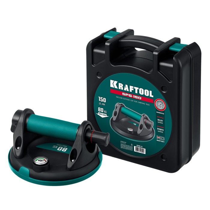 Вакуумная присоска с манометром KRAFTOOL 33256-15, 150 мм, SPG-150 80 кг, манометр