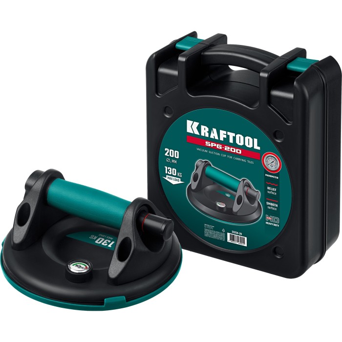 Вакуумная присоска с манометром KRAFTOOL 33256-20, 200 мм, SPG-200 130 кг, манометр