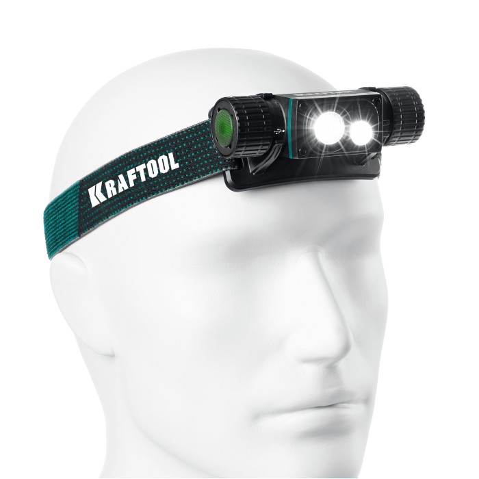 Аккумуляторный налобный/ручной фонарь KRAFTOOL KH-7 56450, 1000 лм, 4 режима, 3-в-1, 2200 мА&middot;ч