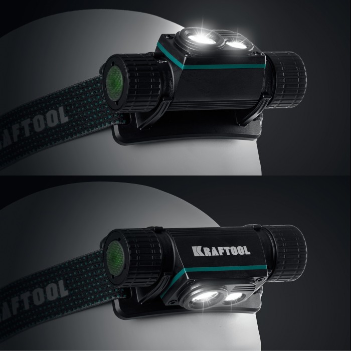 Аккумуляторный налобный/ручной фонарь KRAFTOOL KH-7 56450, 1000 лм, 4 режима, 3-в-1, 2200 мА&middot;ч