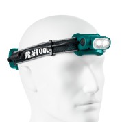 Аккумуляторный налобный фонарь KRAFTOOL KH-10 56452, Hybrid Power, 500 лм, 5 режимов, 1000 мА&middot;ч, питание 3&times;AAA