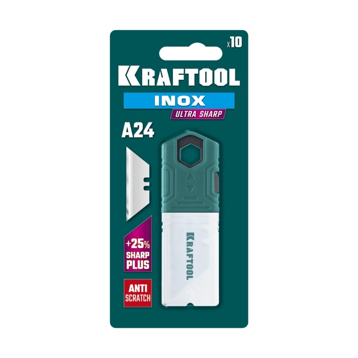 Нержавеющие трапециевидные лезвия KRAFTOOL 09626-S10, INOX-A24, 10 шт