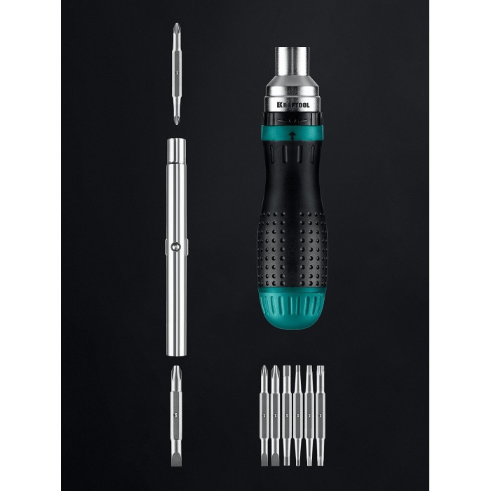 Реверсивная отвертка с битами KRAFTOOL 25862, 19-в-1 KraftMax 19