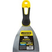 Нержавеющий шпатель STAYER PROFlat 10045-10, х-образное профилированное полотно, облегченная двухкомпонентная ручка, Professional, 100 мм