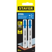 Полотна для лобзика STAYER T- 15993-1 15993-1.1, хвост. HSS сталь Professional, T118G, 2 шт, 50 мм / 1 мм, по металлу толщиной 0-1 мм