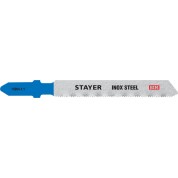 Полотна для лобзика STAYER T- 15994-1 15994-1.1, хвост. Bi-Metal Professional, T118GF, по металлу 0-1 мм, шаг зуба 1 мм, раб. длина 50 мм, 2 шт