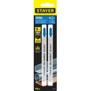 Полотна для лобзика STAYER T-хвост. HSS сталь 159951-1.8, T318B, 2 шт, 110 мм / 1 мм, по металлу 2-6 мм, по алюмин. профилям до 65 мм