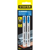 Полотна для лобзика STAYER T-хвост. HSS сталь 159952-3 8TPI, T127D, по мягкому металлу толщиной 2-15 мм, шаг зуба 3 мм, раб. длина 75 мм, 2 шт