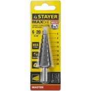 Ступенчатое сверло STAYER 29660-6-20-8 29660-6, Ступенчатое сверло , 6-20 мм, 8 ступеней