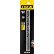 Сверло по металлу STAYER HSS-R 29602-10 29602-10.5, Сверло по металлу Professional, 10 х 133 мм, быстрорежущая сталь P6M5