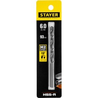 Сверло по металлу STAYER HSS-R 29602-6, Сверло по металлу Professional , 6 х 93 мм, быстрорежущая сталь P6M5