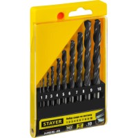 Набор сверл по металлу STAYER HSS-R класс В Professional 29602-H10, 10 шт, быстрорежущая сталь P6M5