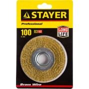 Щетка дисковая для УШМ STAYER Professional 35122-100, Щетка дисковая для УШМ , 100 мм, жгутированная стальная проволока 0 мм