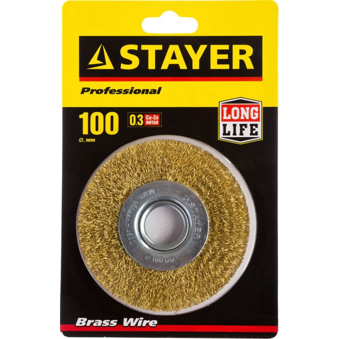 Щетка дисковая для УШМ STAYER Professional 35122-100, Щетка дисковая для УШМ , 100 мм, жгутированная стальная проволока 0 мм